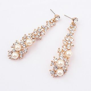 Sweety Alloy Zircon Pearl Flower Pattern Earrings