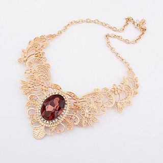 Vintage Gold Plated Hollow out Gem Pattern Necklace(Assorted Colors)