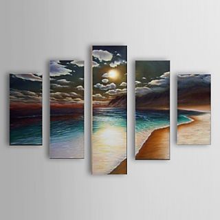 Hand Painted Oil Painting Landscape Sea Beach and sky Set of 5 with Stretched Frame 1307 LS0114