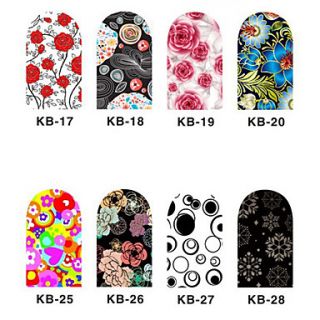 12PCS 3D Full cover Nail Art Stickers Cartoon Flower Series(NO.3,Assorted Color)