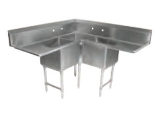 John Boos Sink   (3)24x24x14 Bowls, (2) 24 Drainboards, 18 ga Stainless