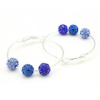 Alloy Zircon Three Bead Circle Pattern Earrings(Blue)