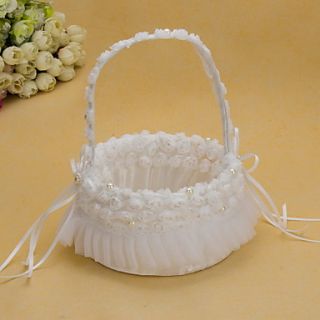 Pretty Wedding Flower Basket With White Organza Rose
