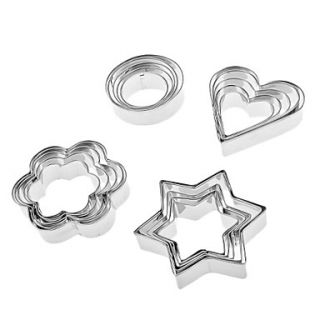 Geometrical Shaped Stainless Steel Cookie Cutters Set (20 Pack)