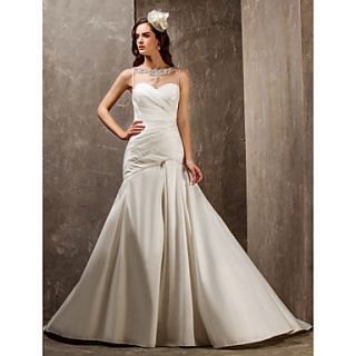 Trumpet/Mermaid Sweetheart Sweep/Brush Nylon Taffeta And Tulle Wedding Dress (604672)