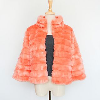 Nice 3/4 Sleeve Standing Collar Faux Fur Casual/Party Jacket (More Colors)
