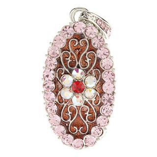 4GB Flower centered Oval shaped Metal Material USB 2.0 Flash Drive