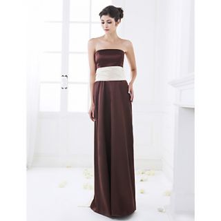 A line Strapless Floor length Stretch Satin Bridesmaid Dress (663655)