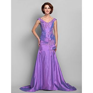 Trumpet/Mermaid V neck Taffeta Mother of the Bride Dress (612477)