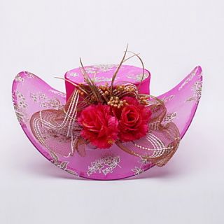 Elegant Alloy and Satin Wedding Hats with Flower and Tulle for Women