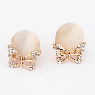 Delicate Alloy With Rhineston Bowknot Earrings