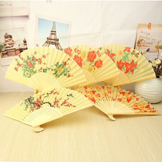Beautiful Floral Bamboo Hand Fan   Set of 4(Mixed Floral Pattern)