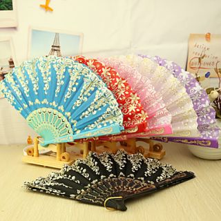 Asain Theme Plastic Hand Fan   Set of 4(Mixed Colors,Mixed Floral Pattern)
