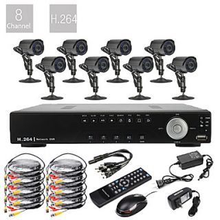 Ultra Low Price 8CH Real Time H.264 CCTV DVR Kit (8pcs 420TVL Waterproof Night Vision CMOS Cameras)