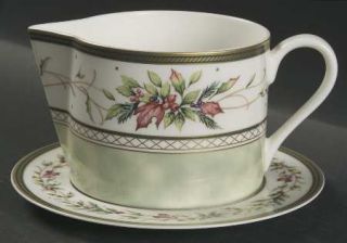 Fitz & Floyd Winter Holiday Gravy Boat & Stand (Bread and Butter), Fine China Di