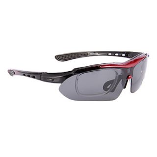 GZ003 Red RockBros Sunglasses Goggles Sports Cycling Glasses with Extra 4 Polarized Lenses(BlackRed TR90 Frame)
