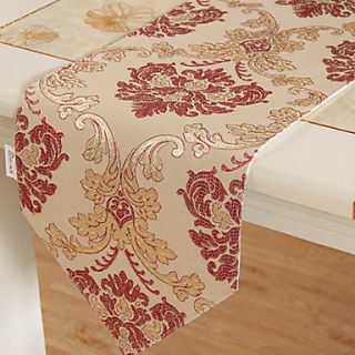 European Style Red and Golden Floral Table Runner