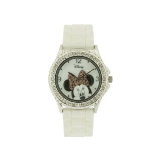 Disney Minnie Mouse White Rubber Strap Watch, Womens