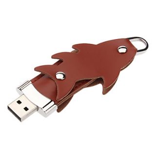 2GB PU Leather Fish Keychain Pendant USB Flash Drive