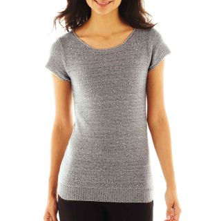 Worthington Cap Sleeve Sequined Sweater, Grey, Womens