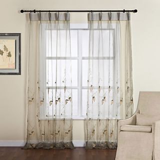 (One Pair) Grape Embroidery Country Sheer Curtain