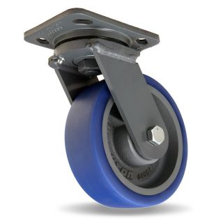 Hamilton Workhorse Caster   6Dia.X2W Polyurethane Wheel   960 Lb. Capacity A  1/2 Sealed Precision Ball Bearings   Swivel   Blue