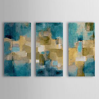 Hand Painted Oil Painting Abstract Blue Sky with Stretched Frame Set of 3 1308 AB0703
