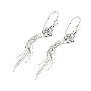 Zircon Flower Tassel Earrings