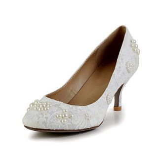 Elegant Satin Stiletto Heel Pumps with Imitation Pearl Wedding Shoes