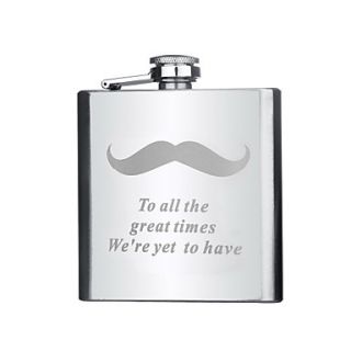 Personalized Stainless Steel 6 oz Flask   Moustache