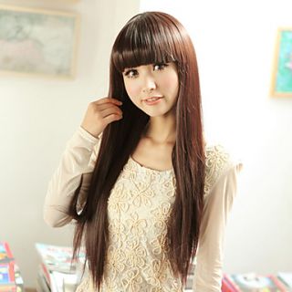 Capless Long Straight High Quality Synthetic Brown Wig