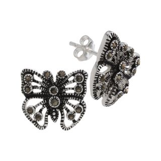 Bridge Jewelry Marcasite Butterfly Stud Earrings