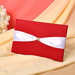 Red Wedding Guest Book With White Satin Sash