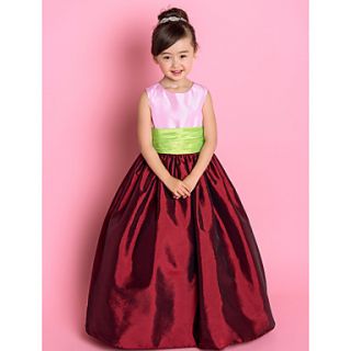 A line Princess Jewel Floor length Taffeta Flower Girl Dresses (733952)