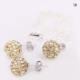 10mm Ball Crystal Earrings Necklace Jewelry Set No.1