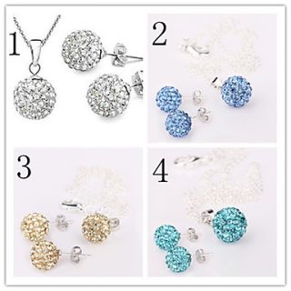 10mm Ball Crystal Earrings Necklace Jewelry Set No.2
