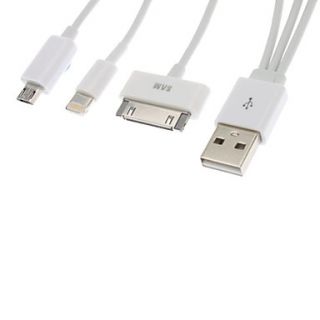 3 in One Designed Apple 8 Pin,30pin and V8 Connectors to USB Round Cable for iPhone/iPad and Others (95cm)