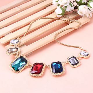 Korea crystal big gemstone necklace Necklace (random color)