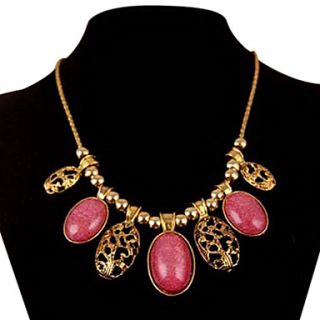 Retro bohemian beaded court exaggerated personality jeweled necklace (random color)