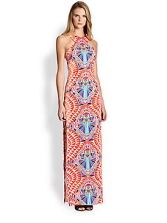 Mara Hoffman Cutout Back Printed Maxi Dress   Cosmic Fountain Coral