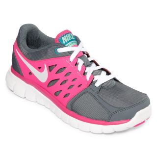 Nike Flex Run Grade School Girls Running Shoes, White/Grey/Pink, Girls