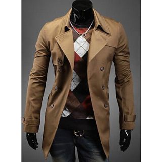 Mens lapel double breasted slim casual trench coat