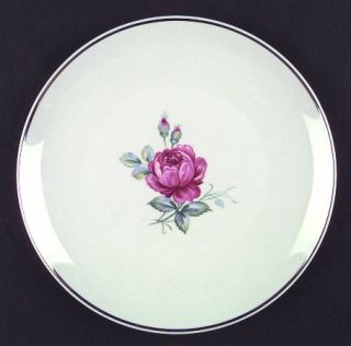 Home Arts Dresden Rose Dinner Plate, Fine China Dinnerware   Pink Rose In Center