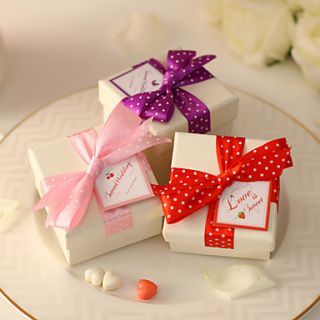 Polka Dot Bowknot Wedding Candy Box(More Colors) Set of 12