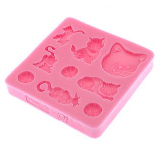 3D Six Cats Shaped Silicone Cookie Biscuit Mold