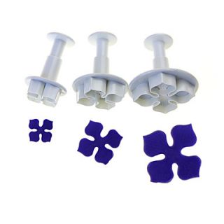 Laurustinus Flower Shape Plastic Plunger Cutter Set Of 3 Pieces