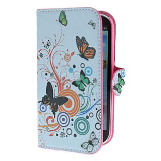 Flowers and Circles Pattern PU Leather Case with Stand and Card Slot for Samsung Galaxy S3 I9300