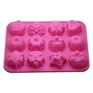12 in 1 Soft Rubber Cake / Bread / Mousse / Jelly / Chocolate Mold(Random Color)
