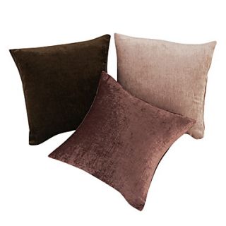 Set of 3 Solid Polyester Cotton Decorative Pillow Cover