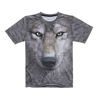 LangZu Mens 3D Printing Short Sleeve T shirt(Gray)